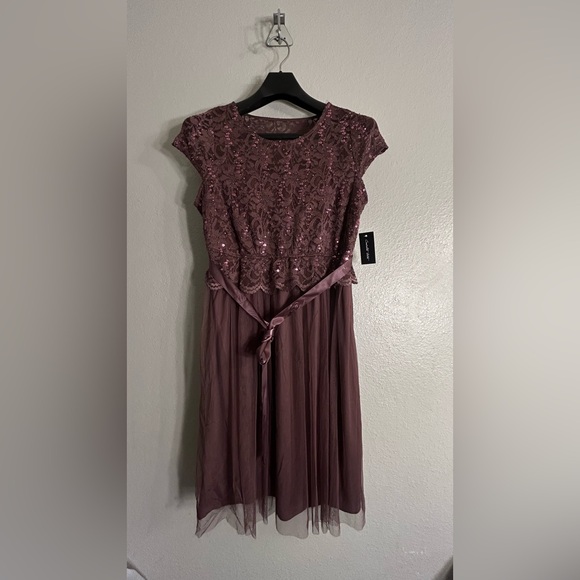 Elegant Mauve Lace Dress - Picture 1 of 6